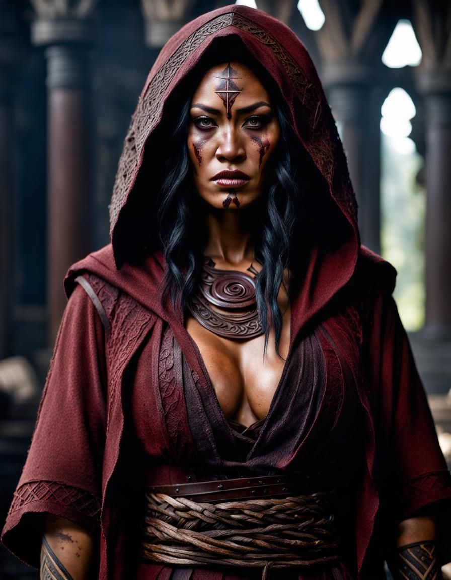 Maori Jedi Warrior in Lace and Tattered Robe