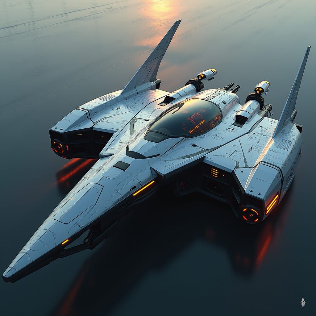 Cyberpunk Future Flying Car Spaceship in Neon-Lit Metropolis