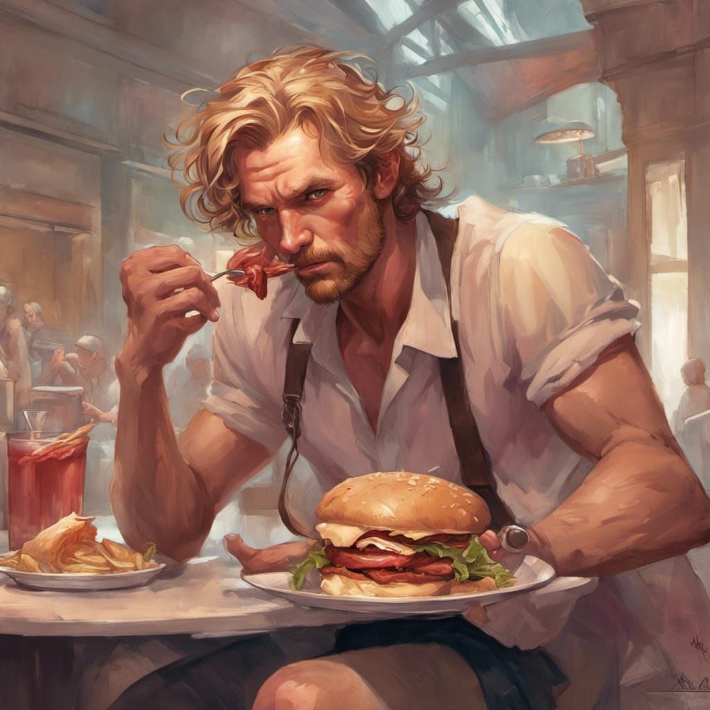 Hyperdetailed Portrait of a Stripping Sandwich Eater