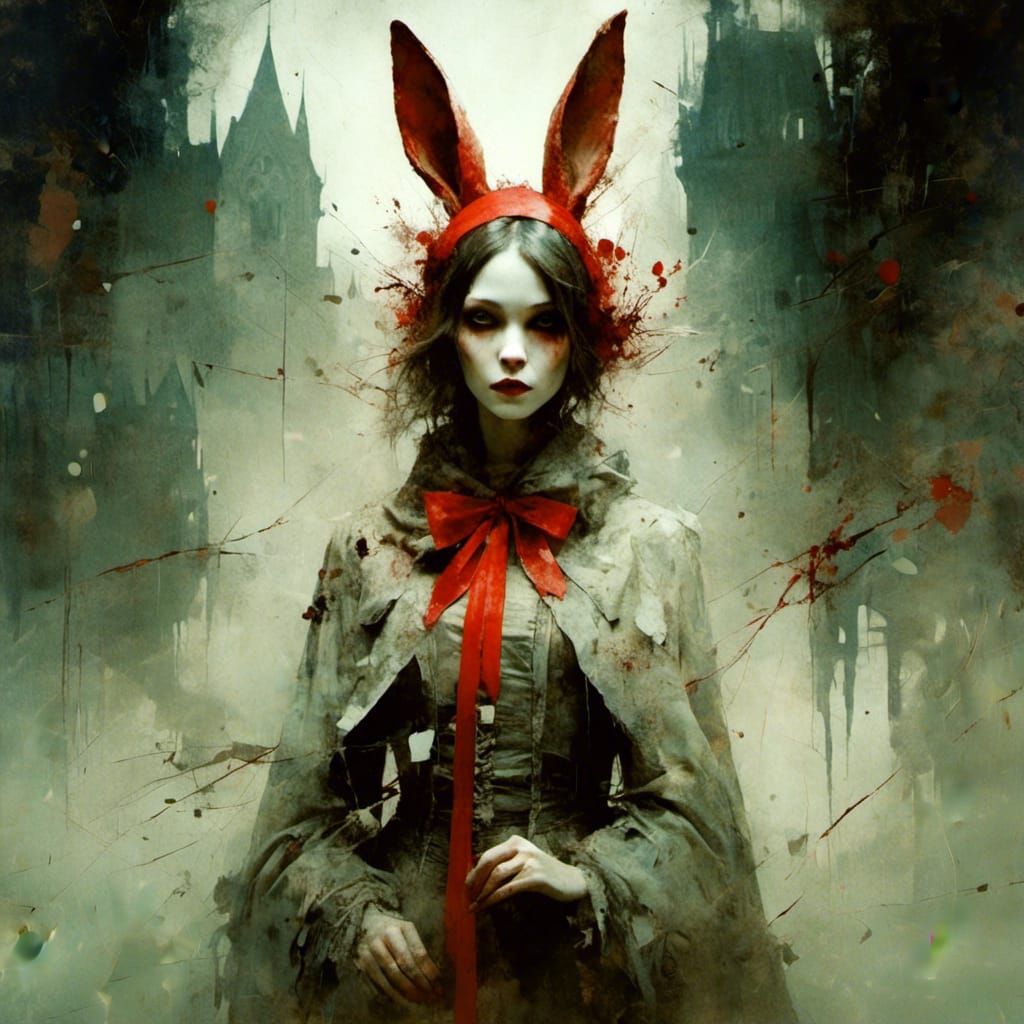 Red Rabbit in Fairytale Macabre Style