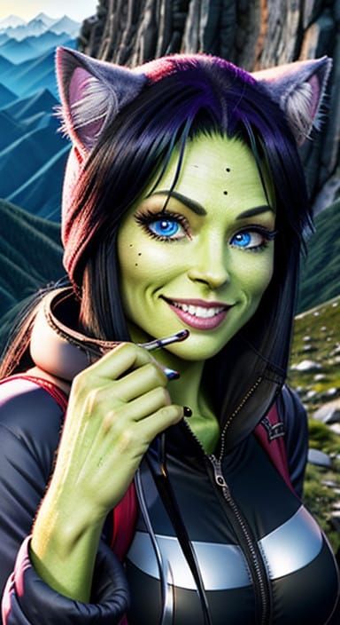 Cyberpunk Lady Hiker in Perfect Proportions