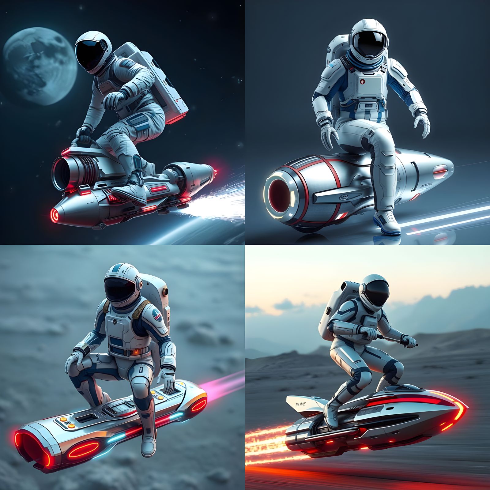 Astronaut On A Space Hoverboard, (Grid Version: V1-V4), by L...