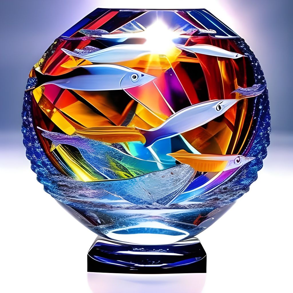 Crystal Vase with Betta Fish in Sunlight