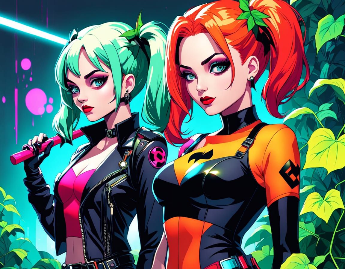 Cyberpunk Queens of Anarchy in Neon Noir