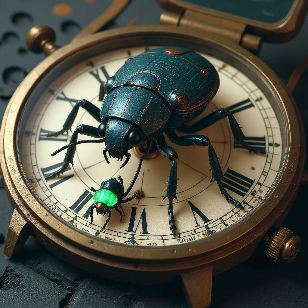 Giant Bug on Watch Face in Macro Detail