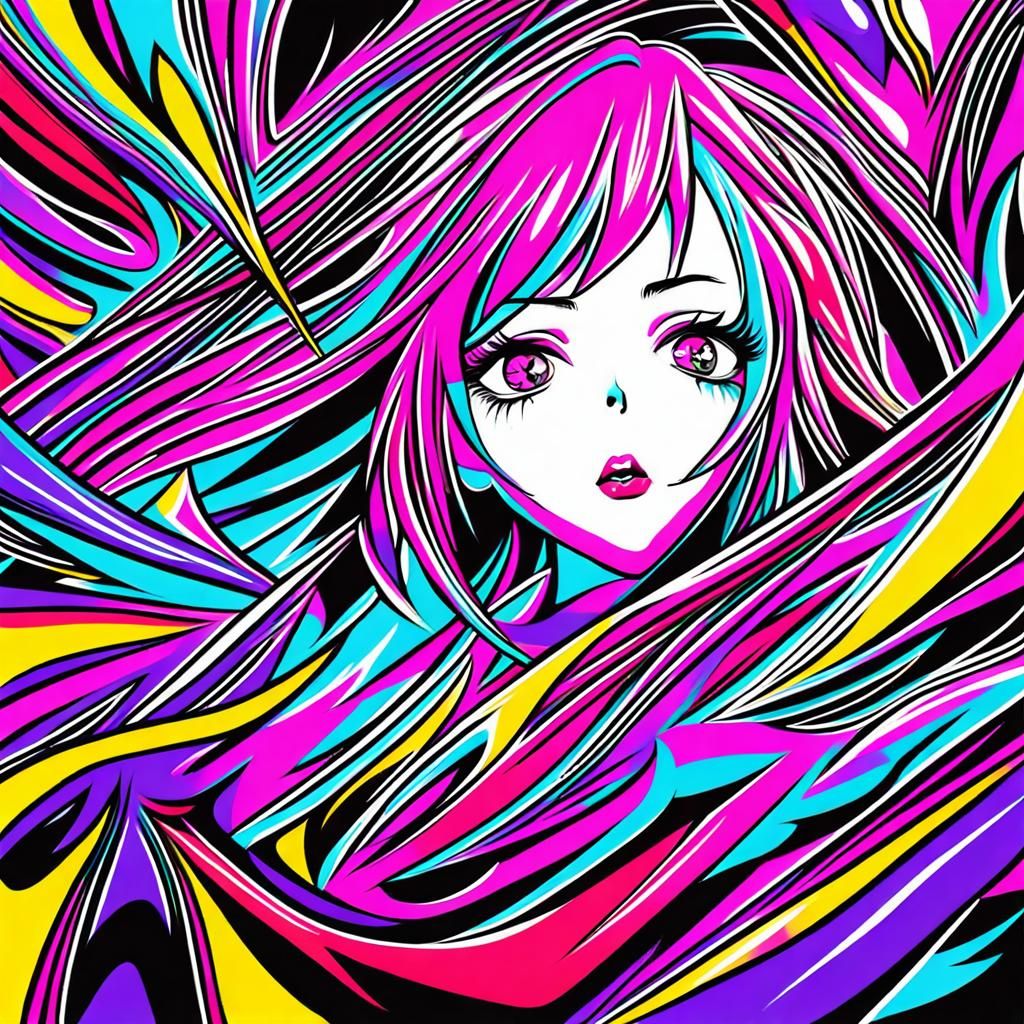 Beautiful Singing Idol in Abstract Art Style