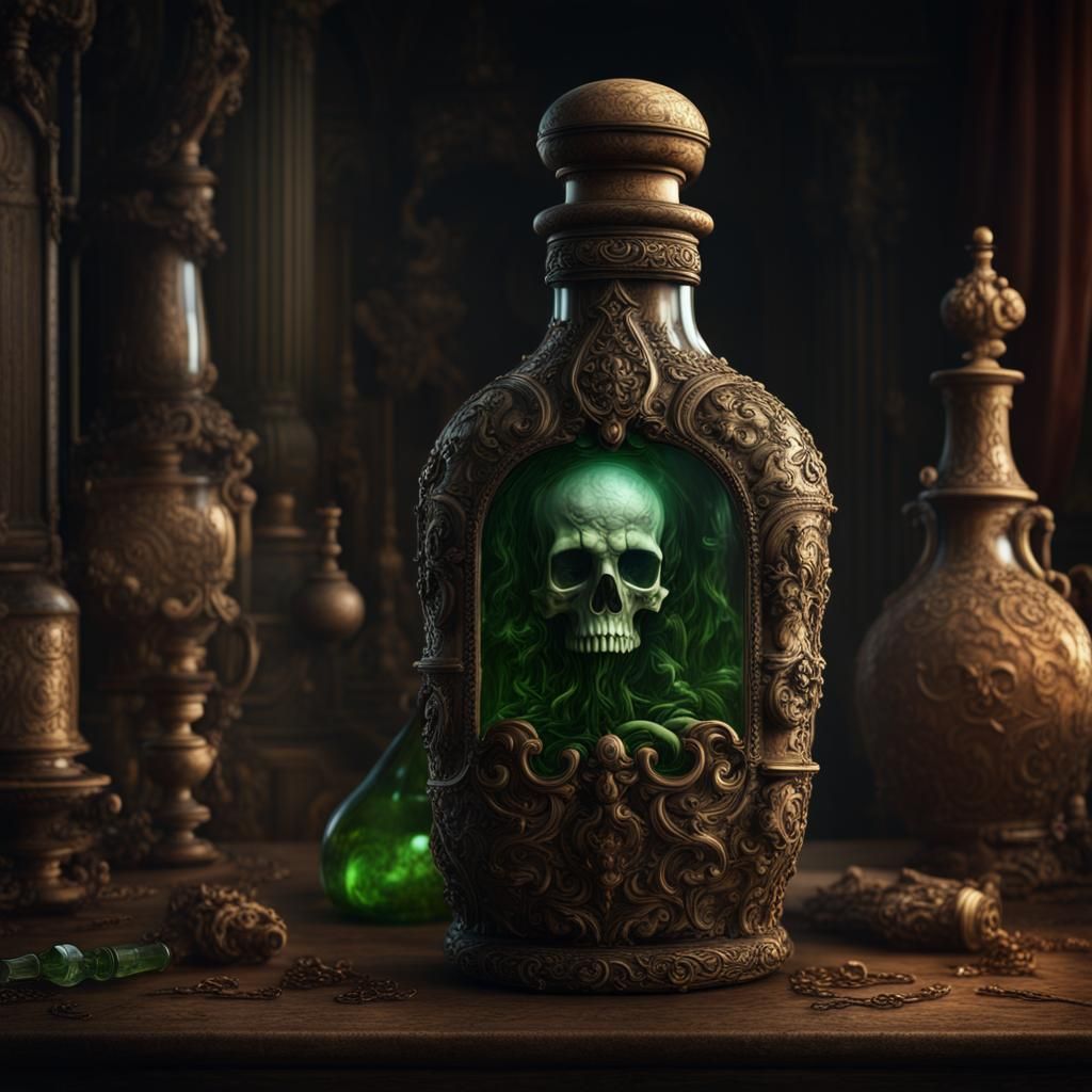 Renaissance Poison Bottle: Dramatic Digital Painting