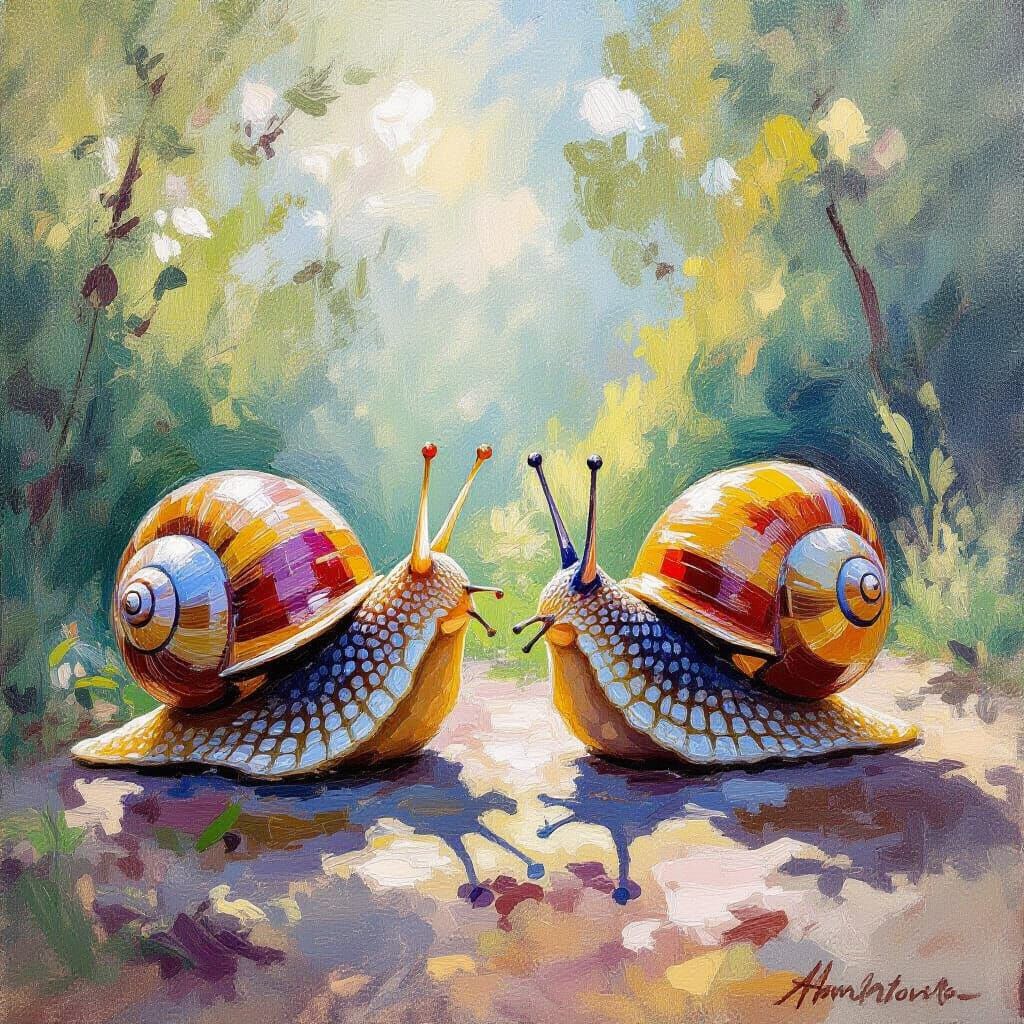 Snails in Love: An Impressionistic Moment