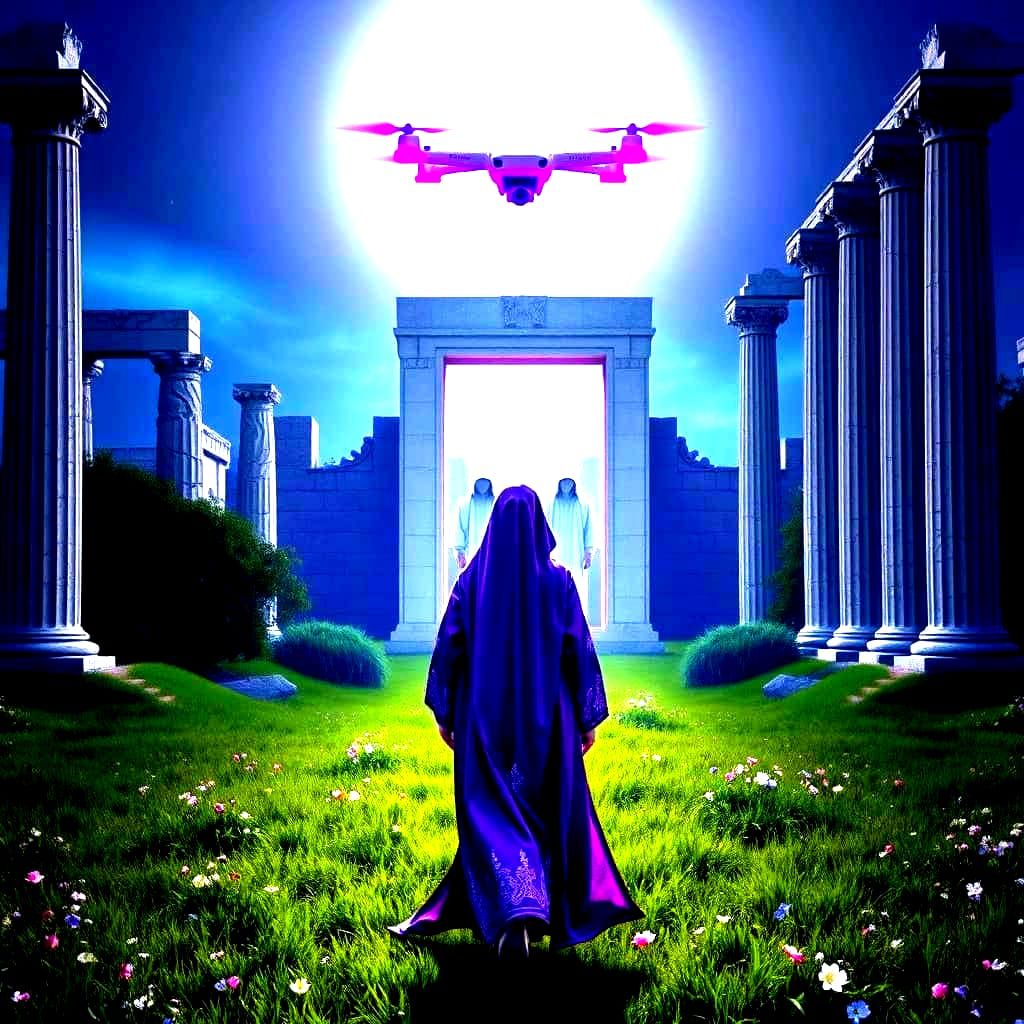 Mysterious Asian Goddess Surrounded by Greek Temples and Eth...