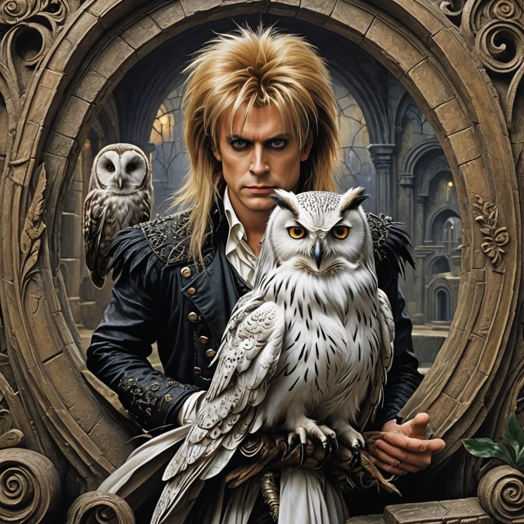 Romantic Labyrinth Scene with Owl