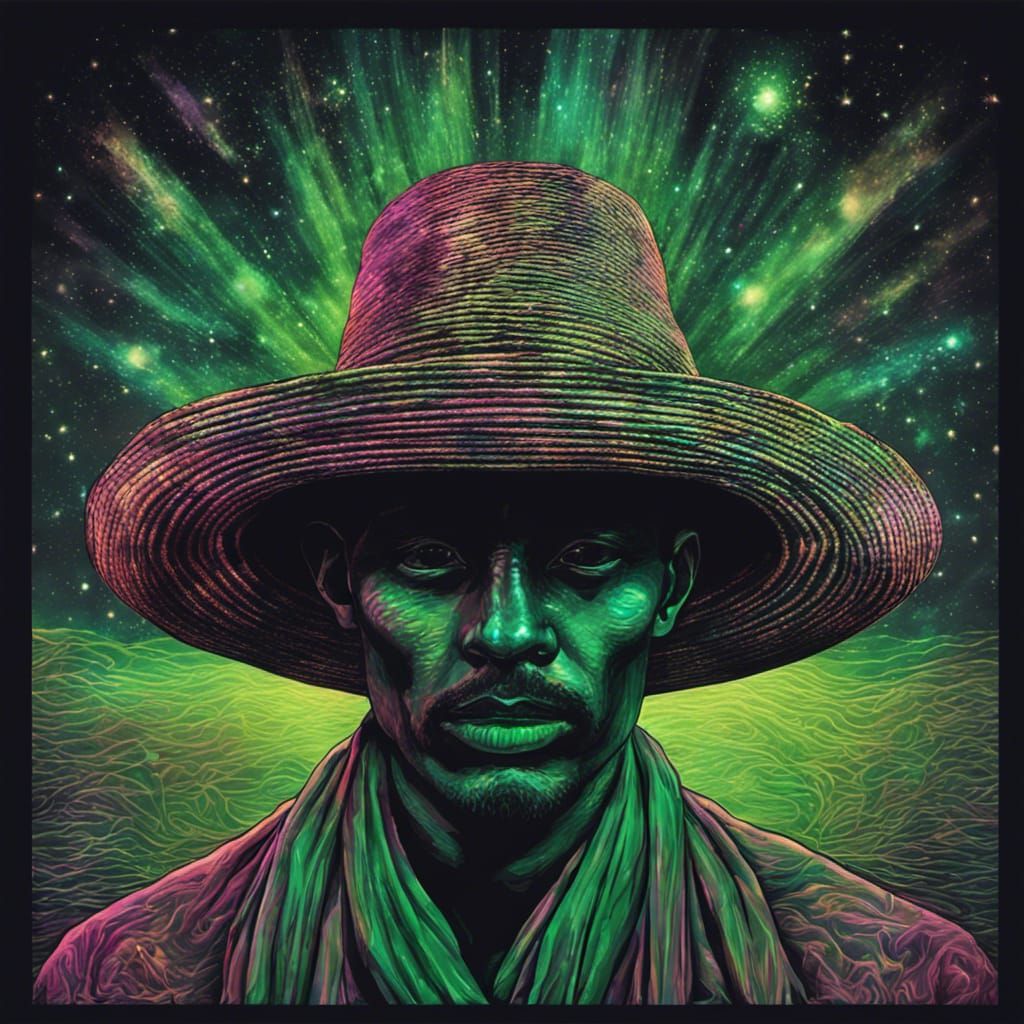 Psychedelic Astral Hat in Night Sky