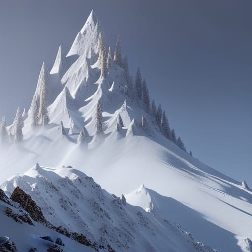 Snowy Mountain in Detailed Matte Painting Style