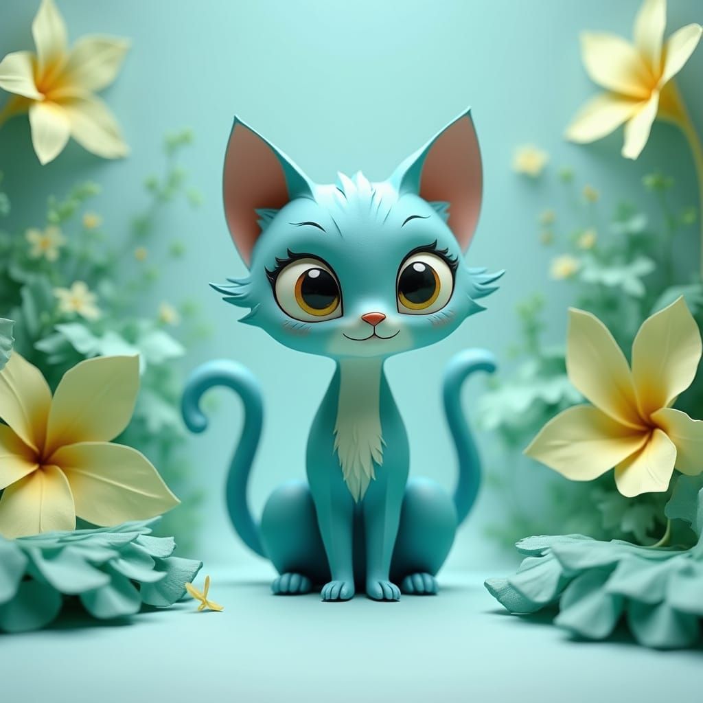 Enchanting Feline in Whimsical Stationery Wonderland