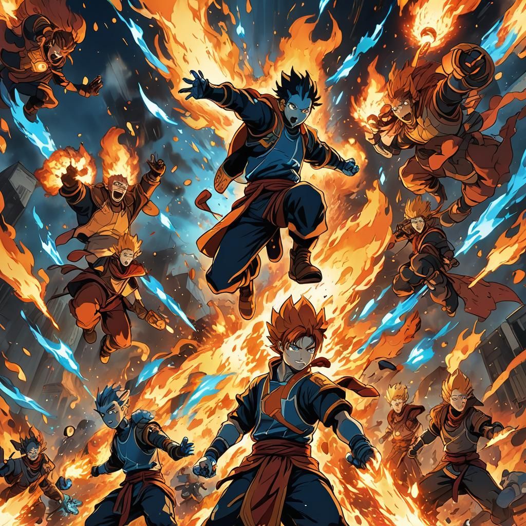 Avatar and Firebenders Clash in Fiery Anime Battle