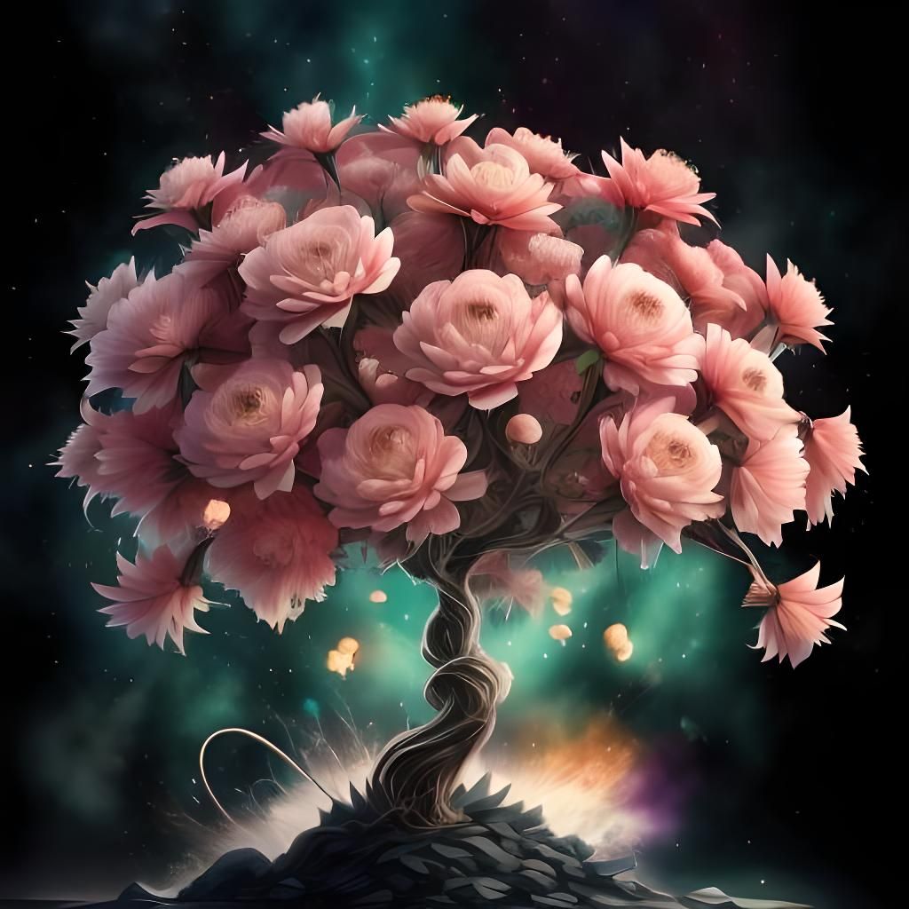 Floral Bouquet in Watercolor Fantasy Style