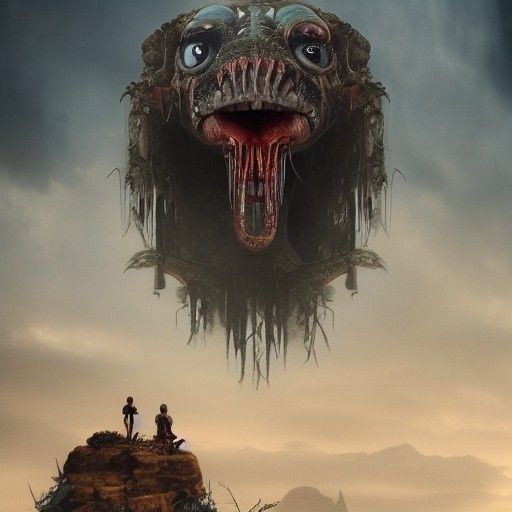 Epic Cinematic Digital Matte Painting of Cannibalistic Busin...