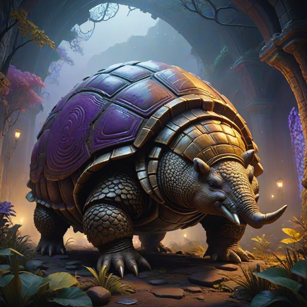 Glyptodon in Dark Fantasy Realm