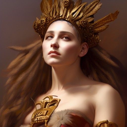Amazon Queen Penthesilea Portrait in Oil on Canvas