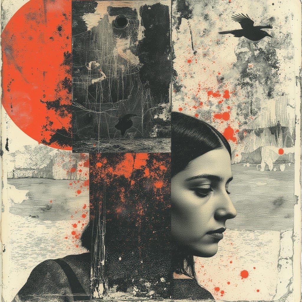 Surreal Street Musician in Alcohol Ink and Pencil Art