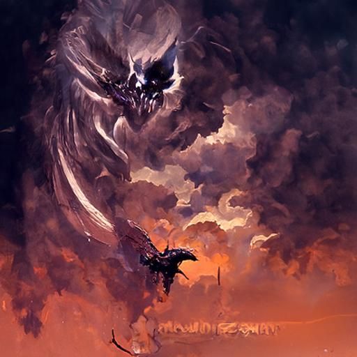 Doomsday Dragon in Fiery Sky, Dark Fantasy Art