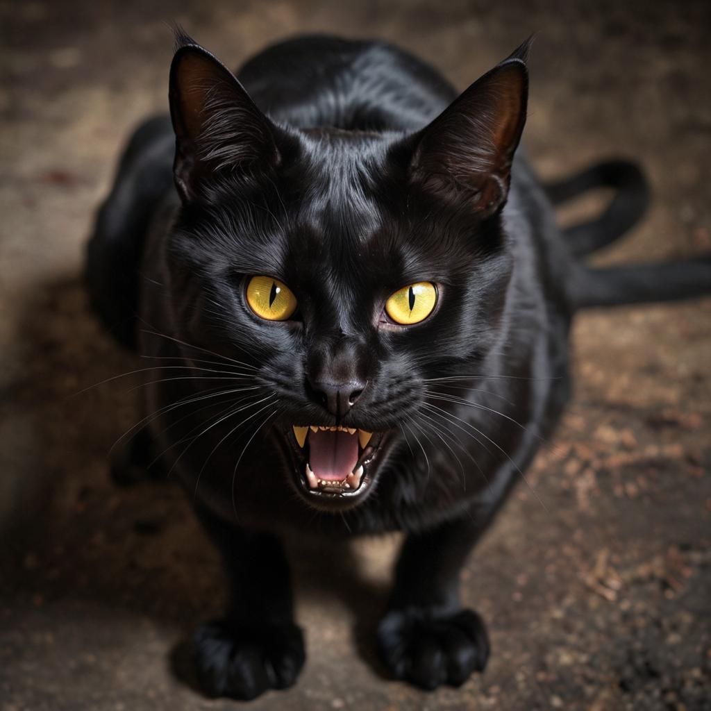 Fearsome Black Cat from Hellish Depths