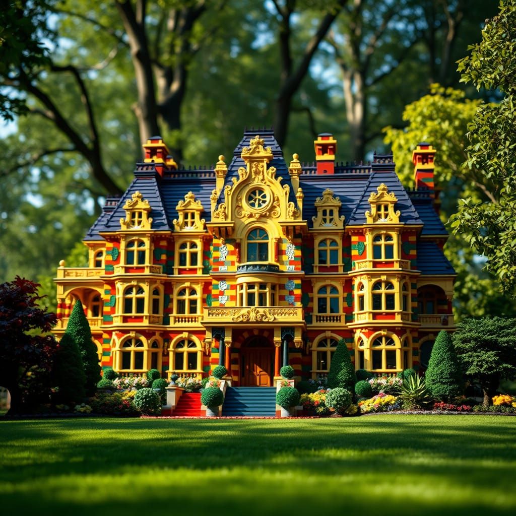 Majestic Lego Mansion in Vibrant Colors