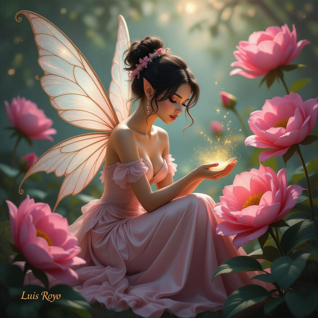 a whimiscal realistic airbrushed oil painting of an elegant ...