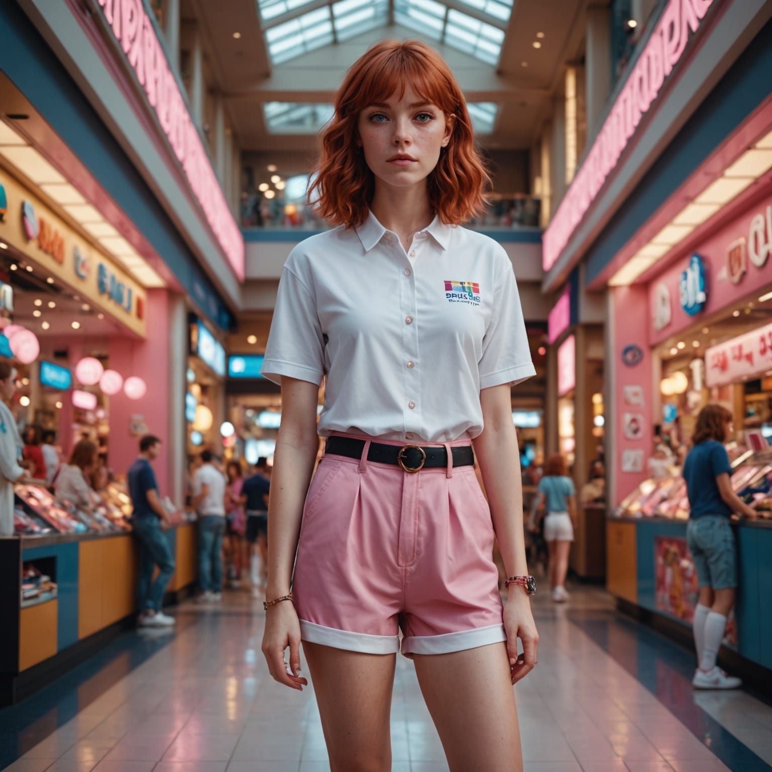 Young Woman With Red Hair at the Mall