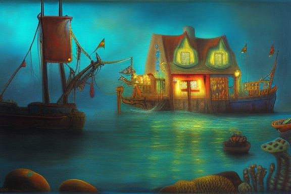 Krusty Krab Undersea Restaurant in Baroque Style