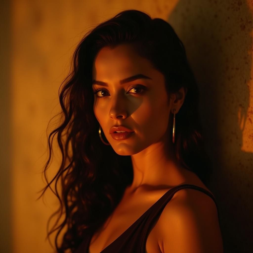 Cinematic Portrait of a Latina Woman with Film Grain