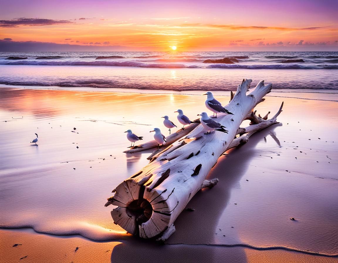 Sunset Beach Serenity: Cinematic Coastal Scene