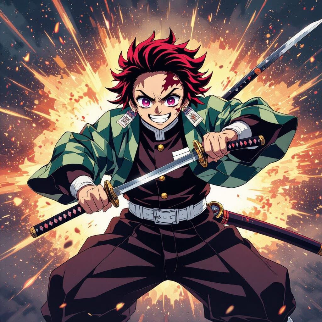 Tengen Uzui in Dynamic Anime Action Pose