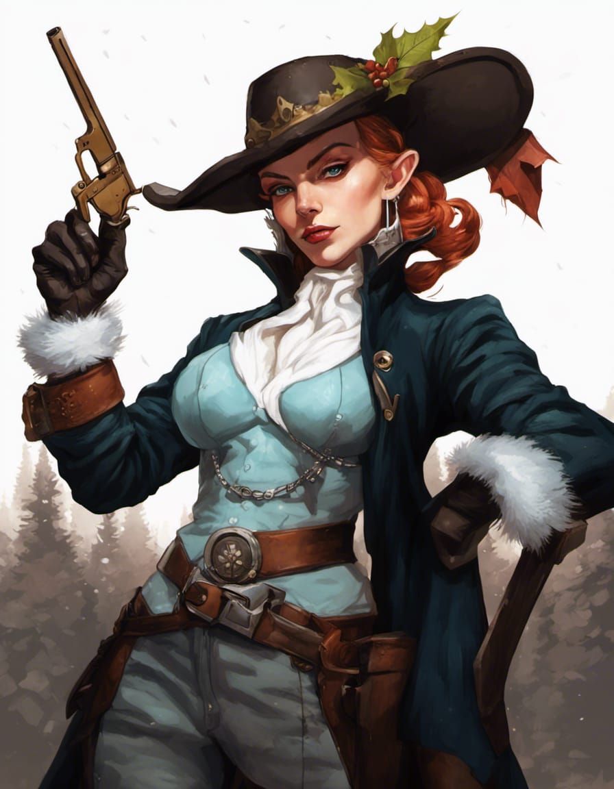 Regal Winter Elf Gunslinger with Blue Skin