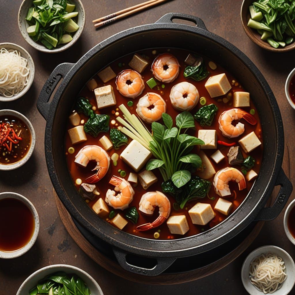 Surreal Hotpot Scene in Hyper-Realistic Style