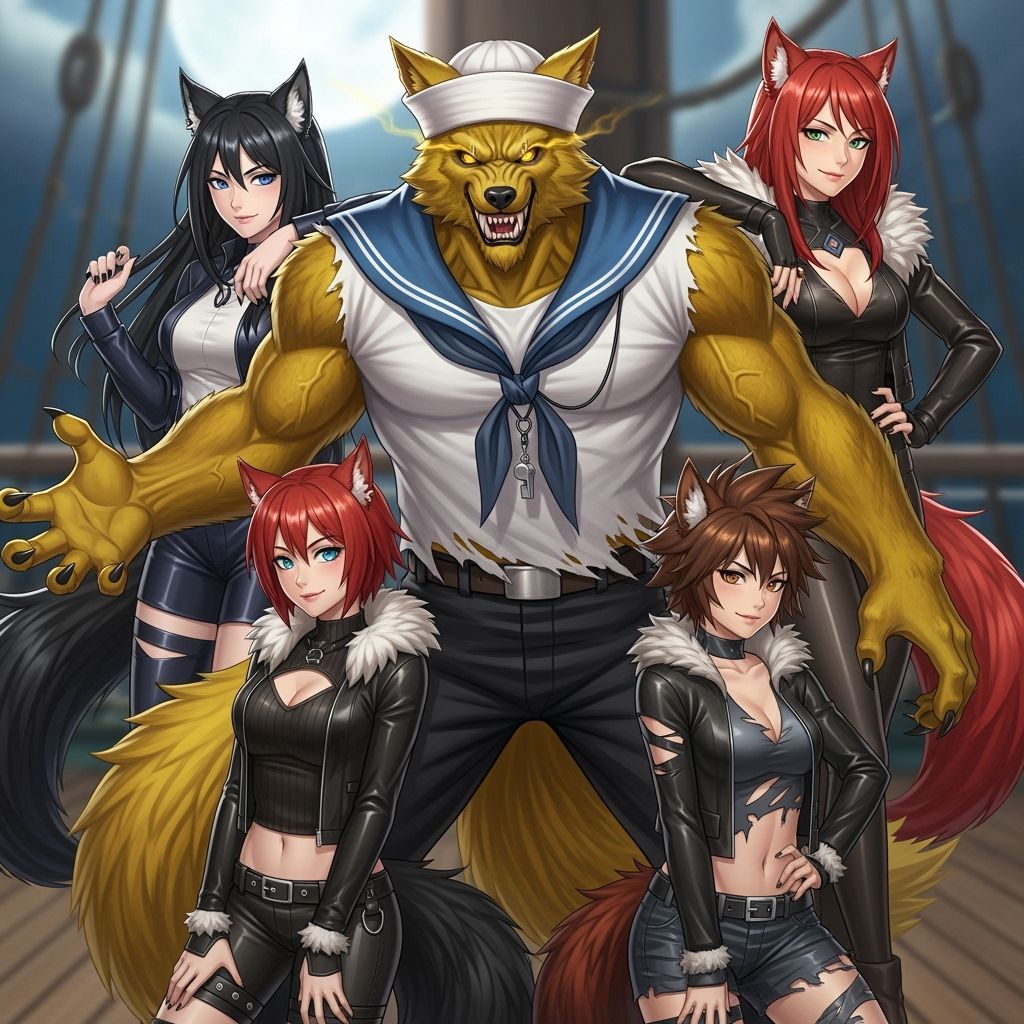 Werewolf Sailor and Girls Group Portrait