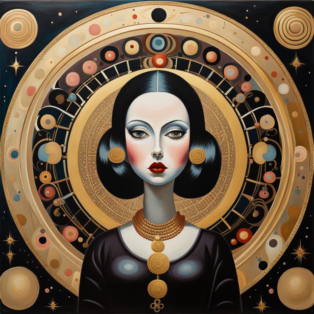 Woman's Portrait in Art Deco Byzantine Style