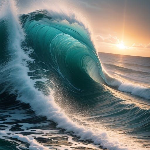 Turquoise Ocean Waves Crash Against the Shore in Cinematic 3...