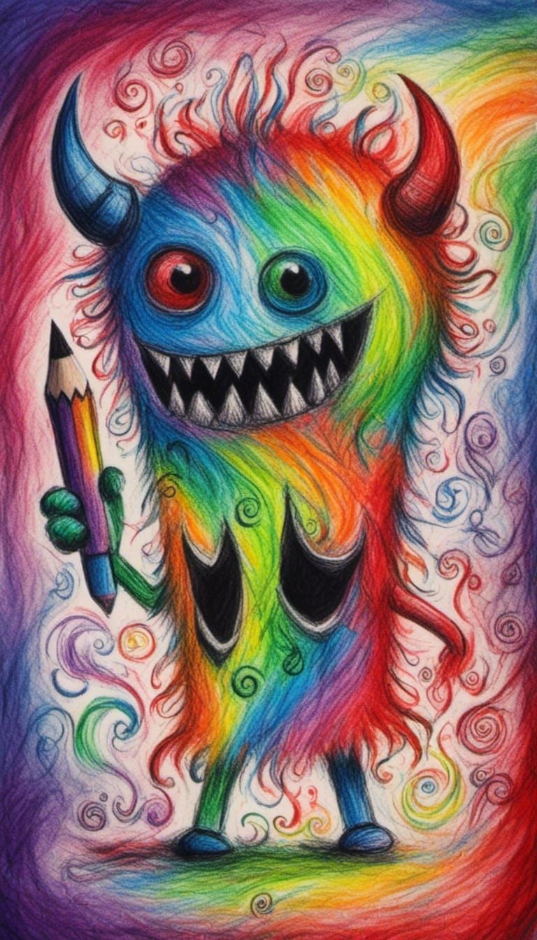 Crayon Demon in Rainbow Toyland: A Child's Drawing