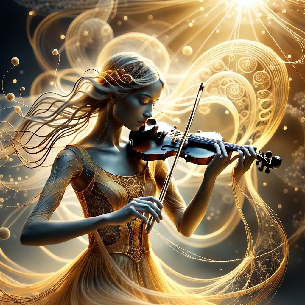 Ethereal Golden String Quartet in Fantasy Mist