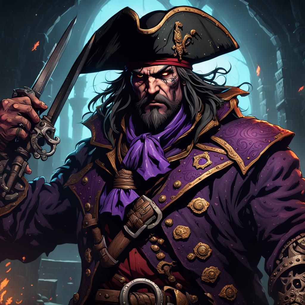 Dark Fantasy Pirate Captain in Darkest Dungeon