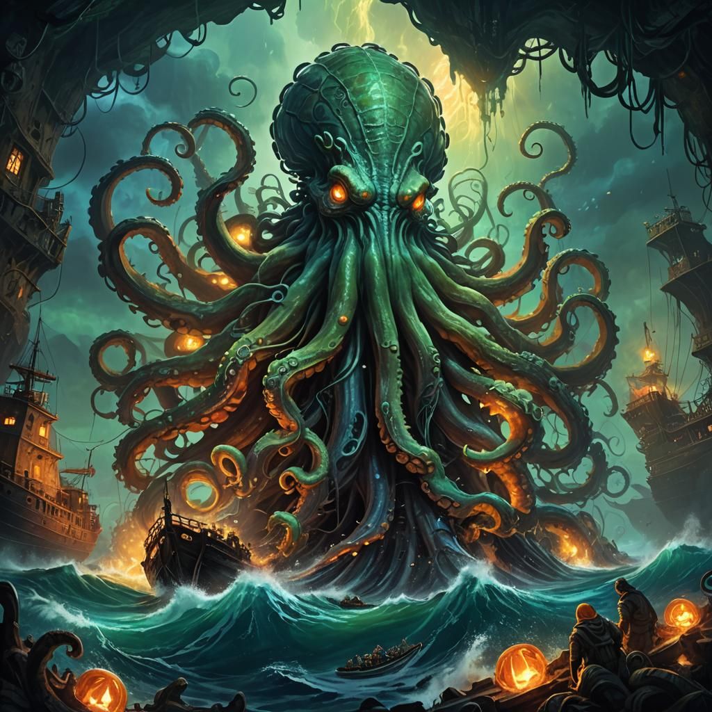 Kraken Emerges from the Deep: Fantasy Art