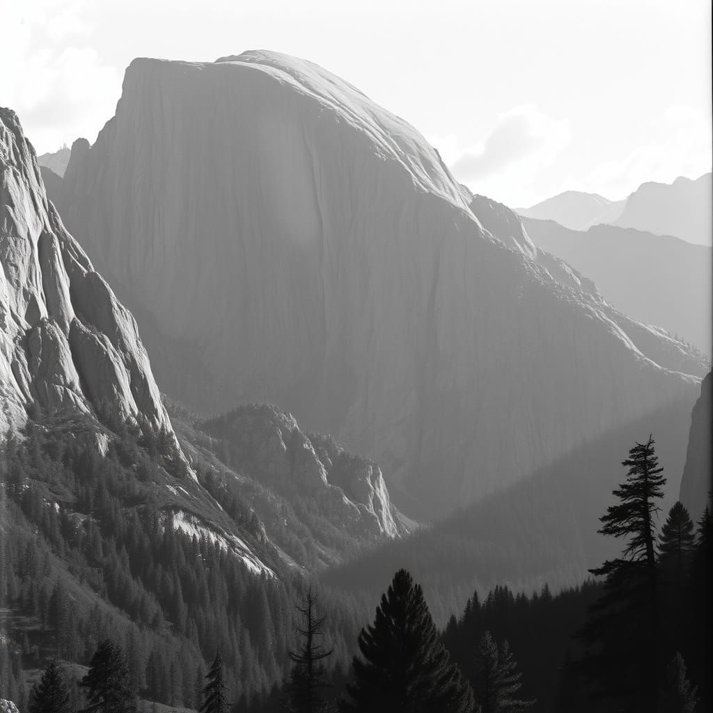 Majestic Yosemite Landscape in Ansel Adams' Signature Style
