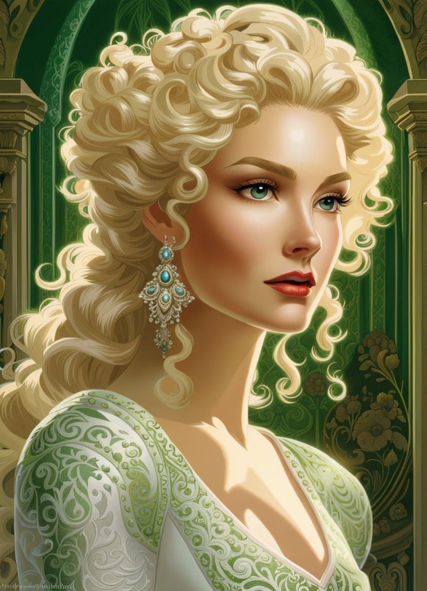 Princess Odette Portrait in Rococo Style