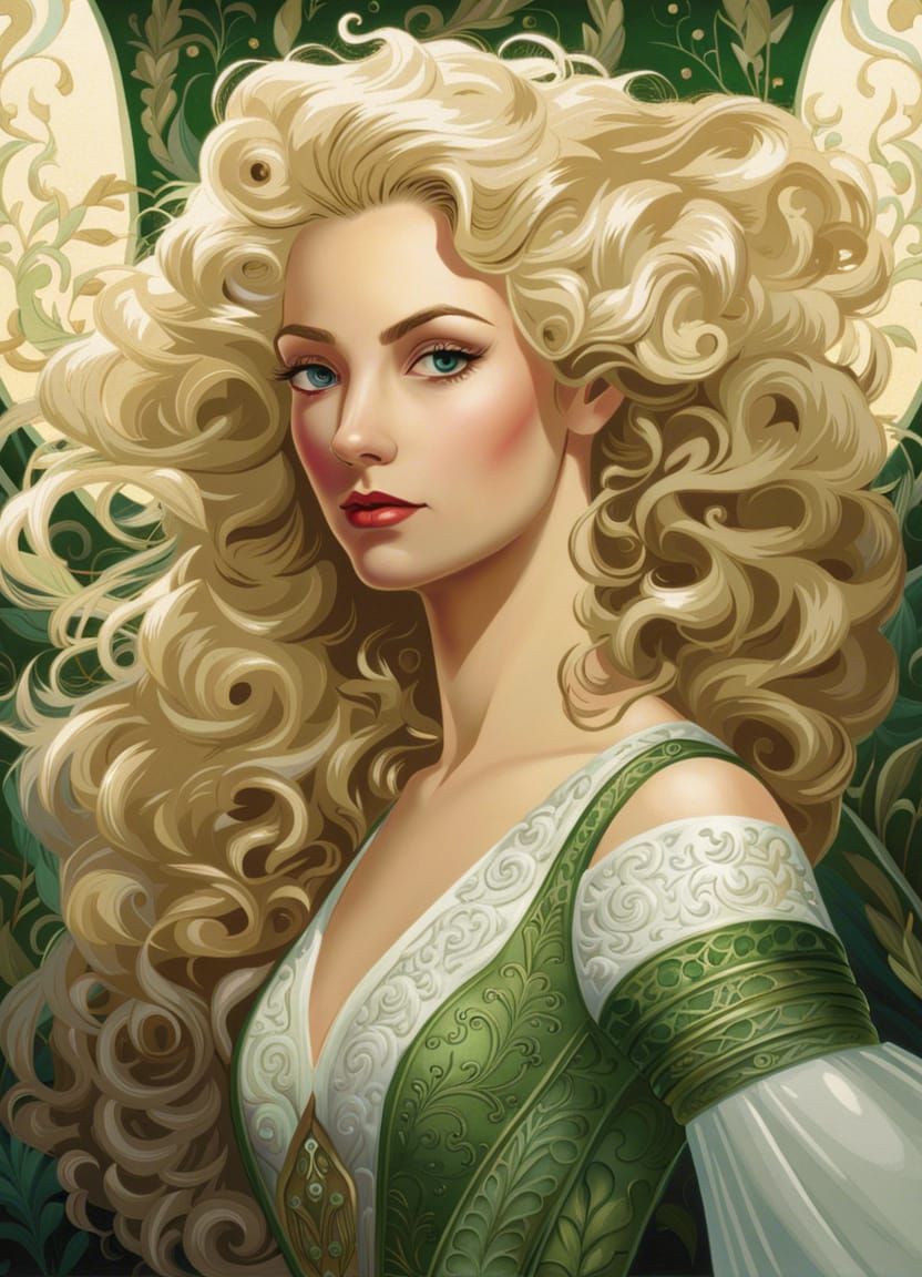 Rococo Portrait of Princess Odette with Blonde Curls