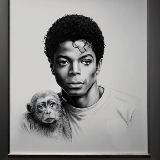 Black Michael Jackson with the monkey Bubbles