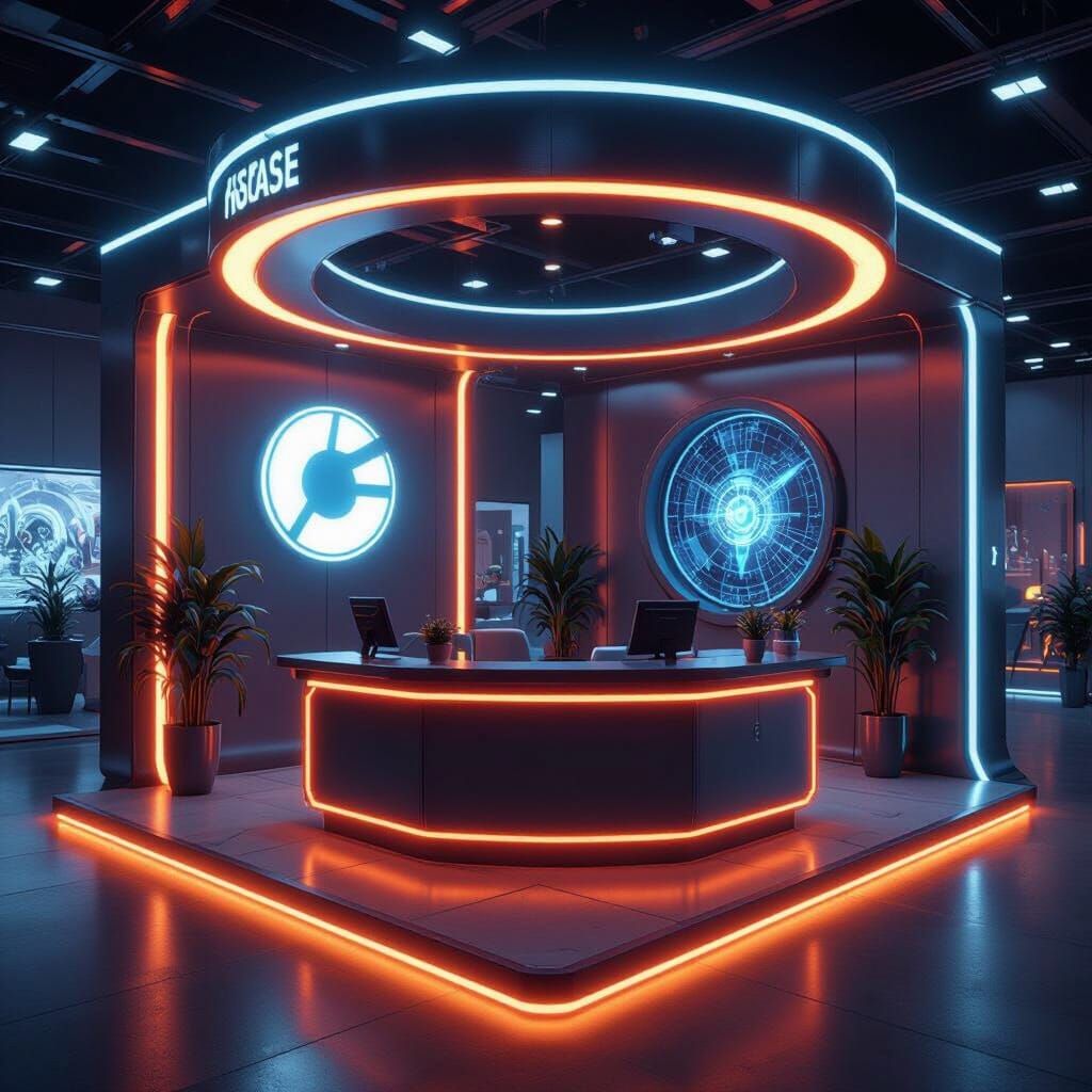 Futuristic Exhibition Booth with LED Accents
