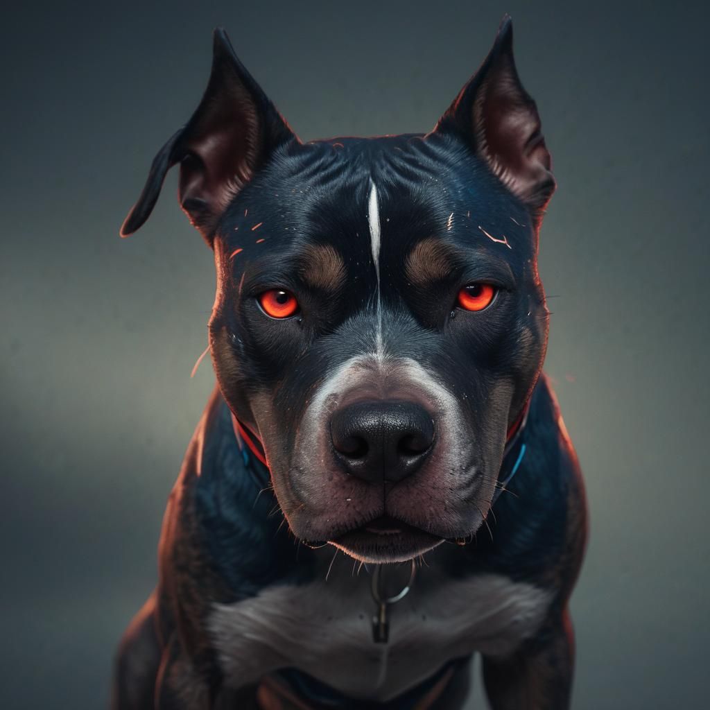 Angry Pitbull Dog with Neon Markings in Unreal Engine