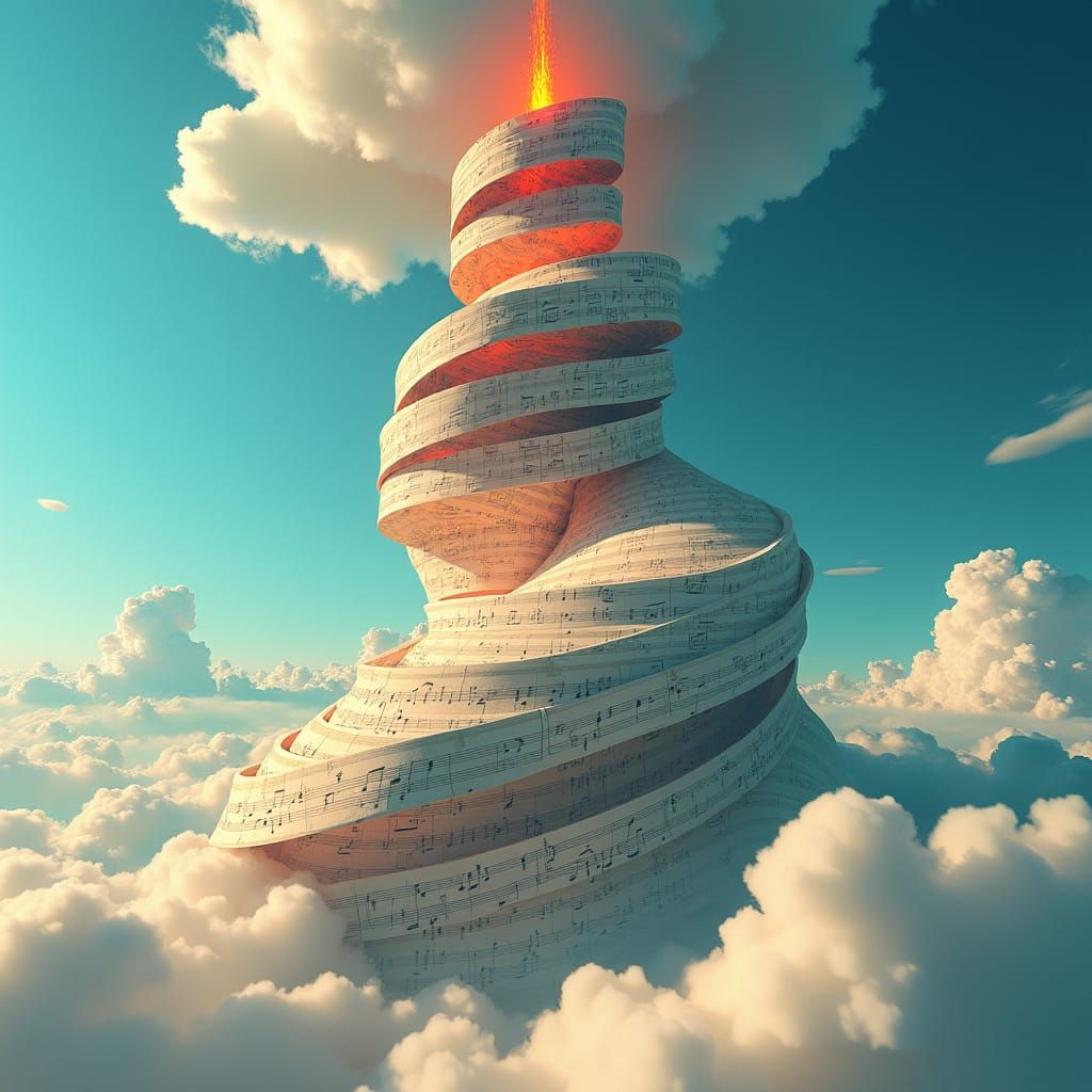 Musical Skyscraper in Syd Mead Architectural Style