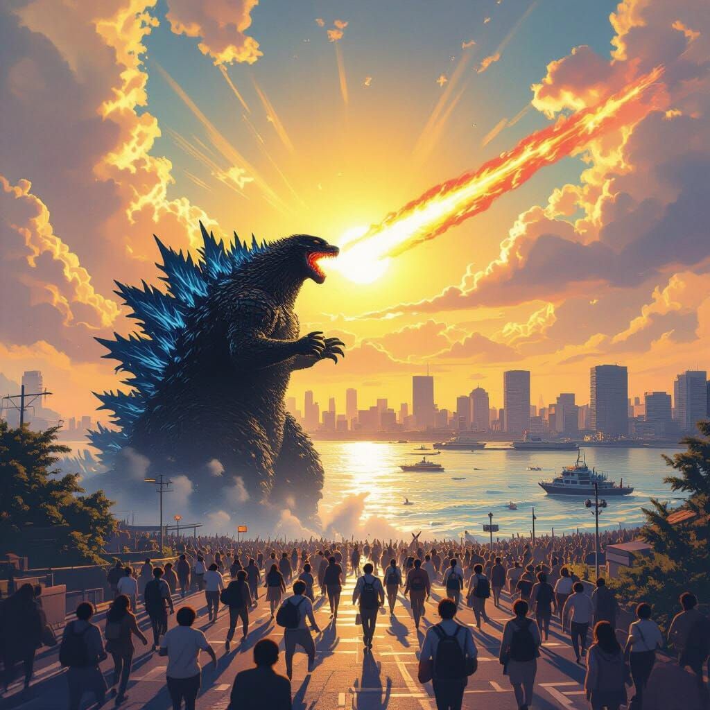 Godzilla Regeneration Atomic Breath Over Tokyo Bay