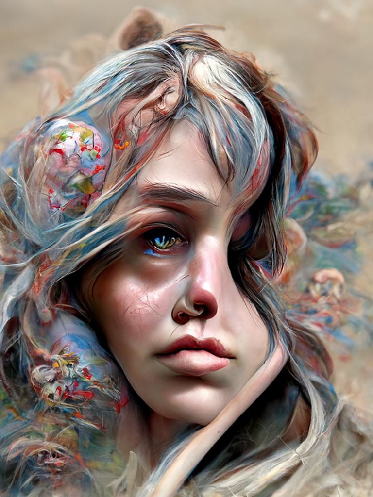 Ethereal Portrait of a Sad Young Woman